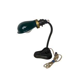 Vintage Desk Lamp With Original Green Enameled Hubbell Shade